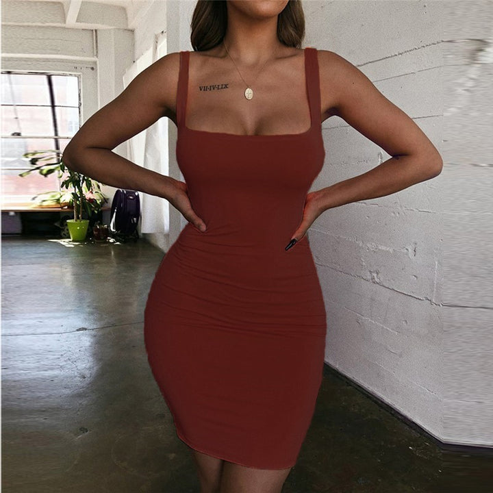 Damen Bodycon Minikleid mit breiten Trägern und taillierter Silhouette Drune