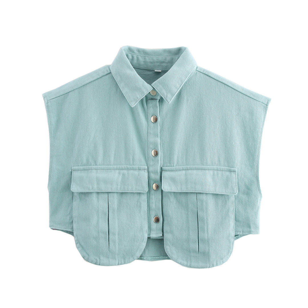 Damen ärmellose Utility-Bluse mit Taschen Drune