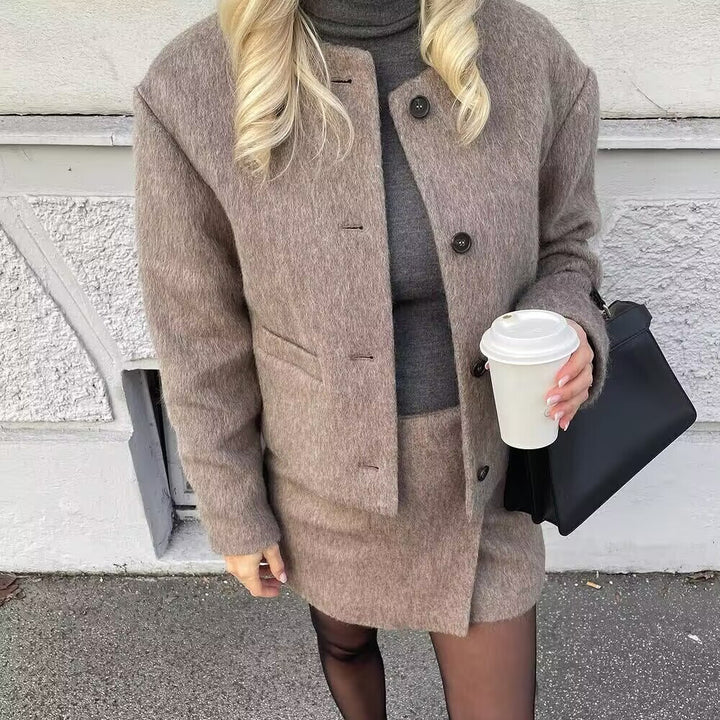Damen kuschelige, klassische Kurzjacke Drune