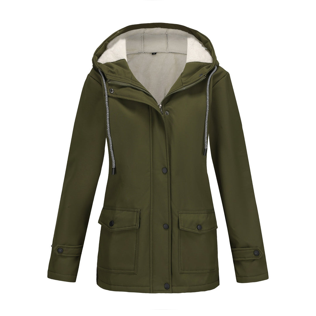 Damen wasserdichte Kapuzenjacke mit weichem Fleece-Futter Drune