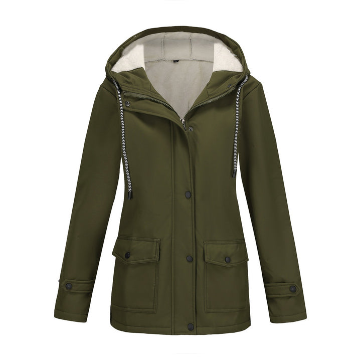 Damen wasserdichte Kapuzenjacke mit weichem Fleece-Futter Drune