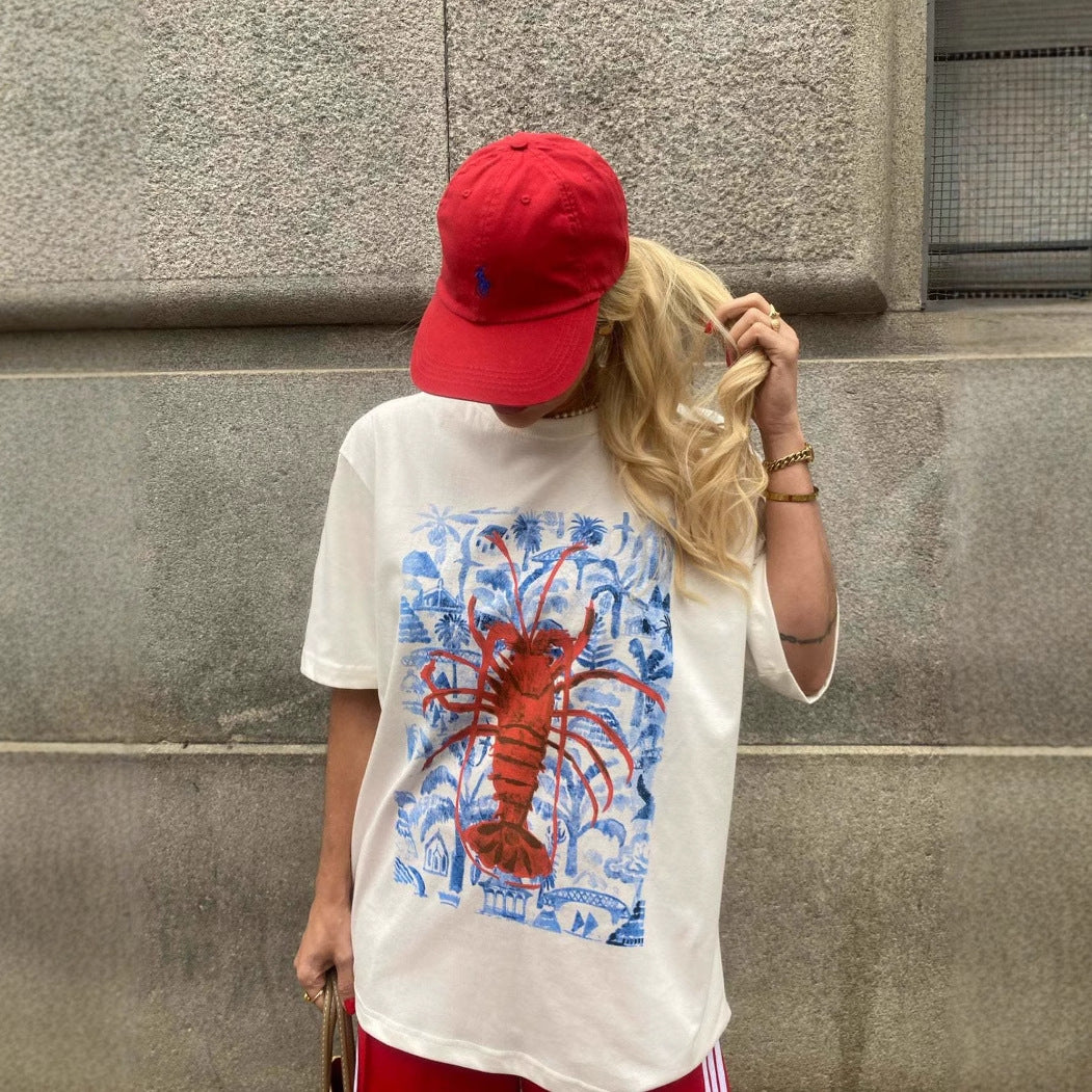 Damen T-Shirt mit künstlerischem Motiv im Vintage-Stil Drune