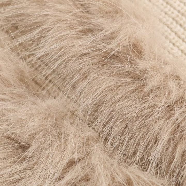 Damen Modischer Poncho mit feinem Strick und fellähnlichem Detail Drune