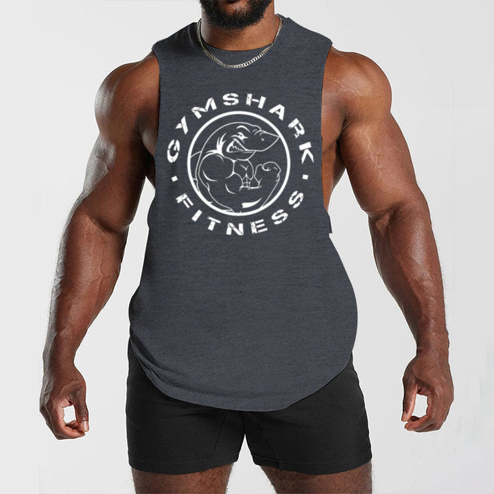 Herren nan ärmelloses Muskelshirt mit extra tiefen Armöffnungen und großem Logodruck Drune