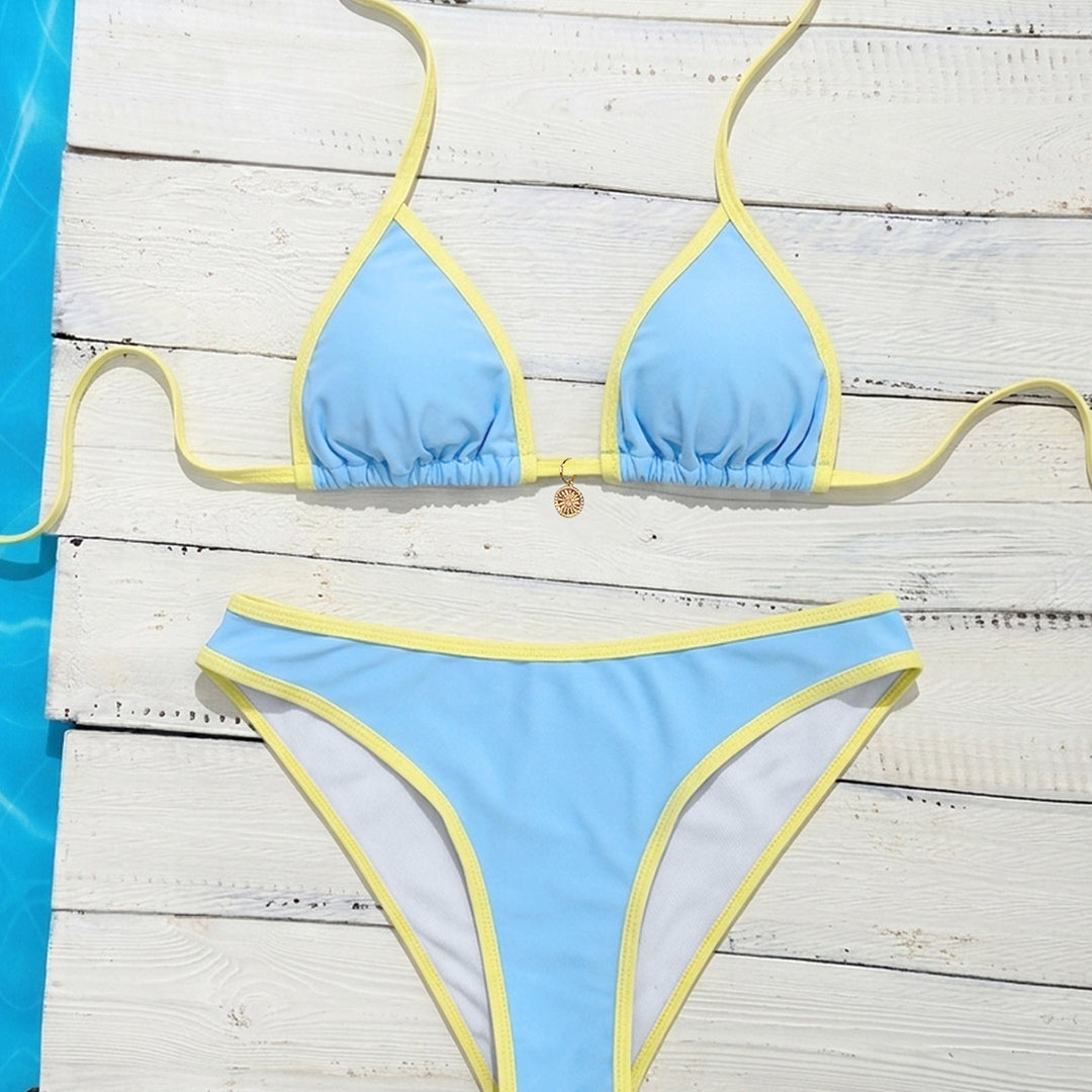 Damen Triangel-Bikini mit eleganten Kontrastdetails Drune