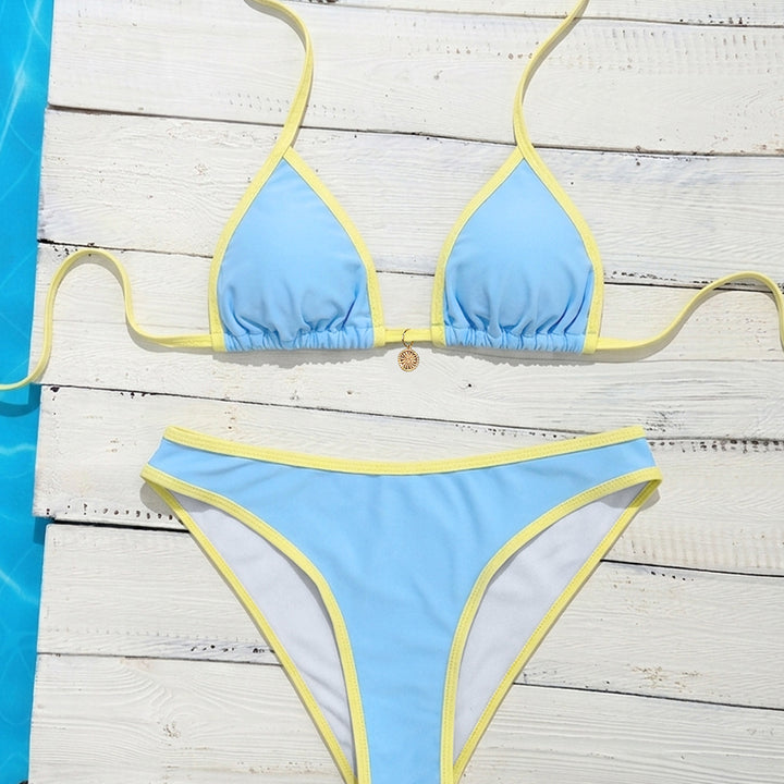 Damen Triangel-Bikini mit eleganten Kontrastdetails Drune