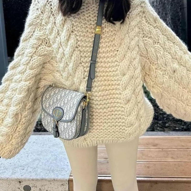 Damen Grobstrickpullover mit übergroßen Ärmeln Drune