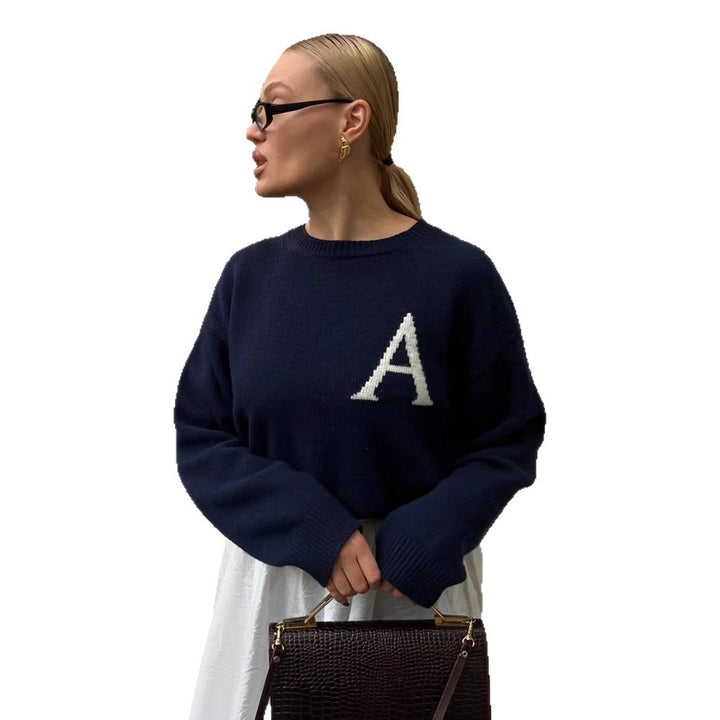 Damen lässiger Pullover mit einzigartigem Monogramm Drune