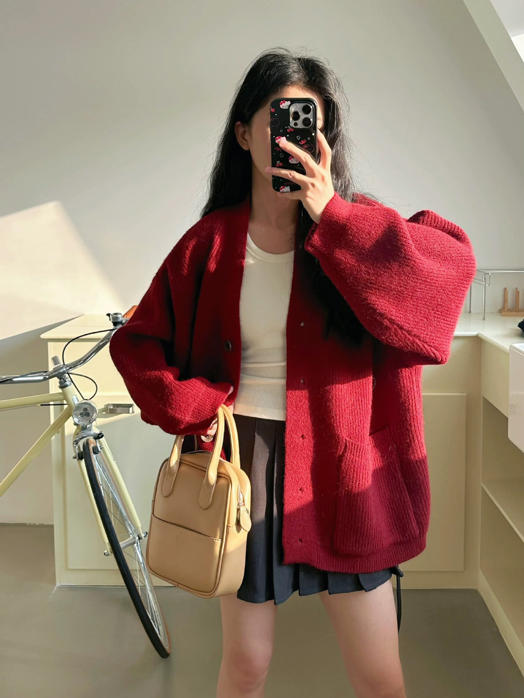 Damen Grobstrickjacke mit eleganten Knopfdetails und praktischen Taschen Drune