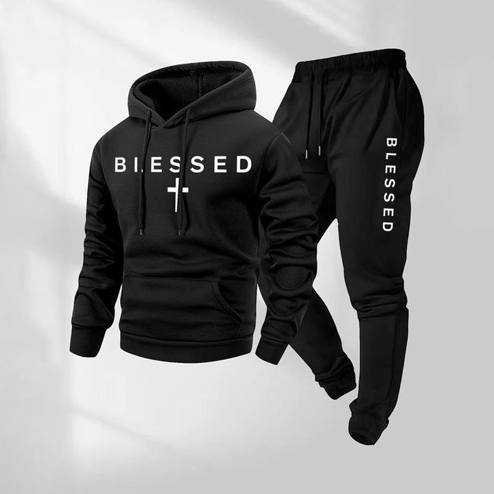 Damen Sweatshirt- und Jogginghose-Set mit modernem Schriftzug und praktischen Taschen Drune