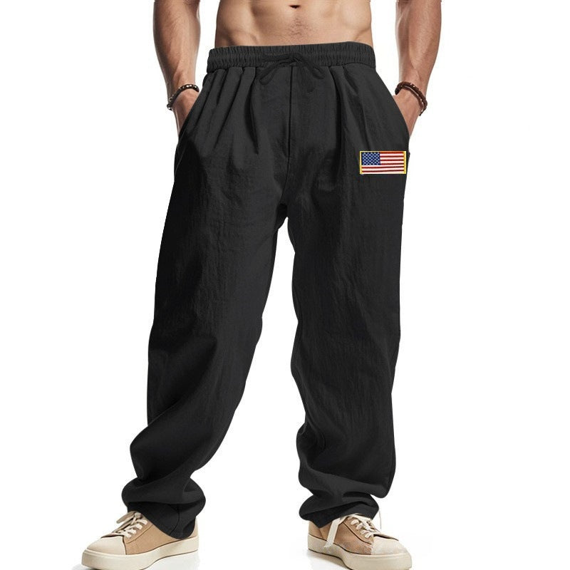Herren lässige Freizeit-Hose mit verstellbarem Bund und amerikanischem Patch Drune
