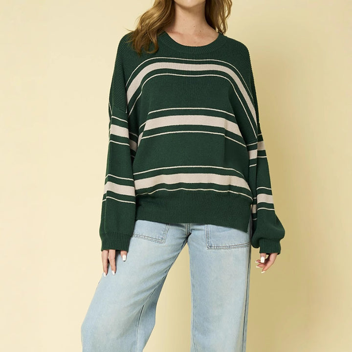 Damen lässiger Pullover mit modernen Streifen Drune