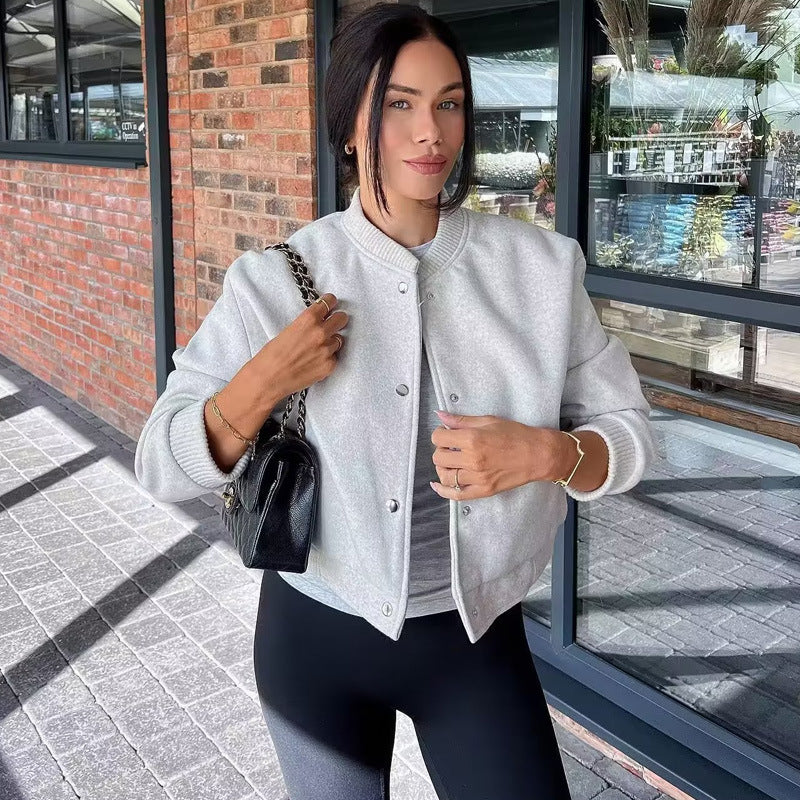 Damen modische Sweatjacke mit Knopfverschluss und praktischen Taschen Drune
