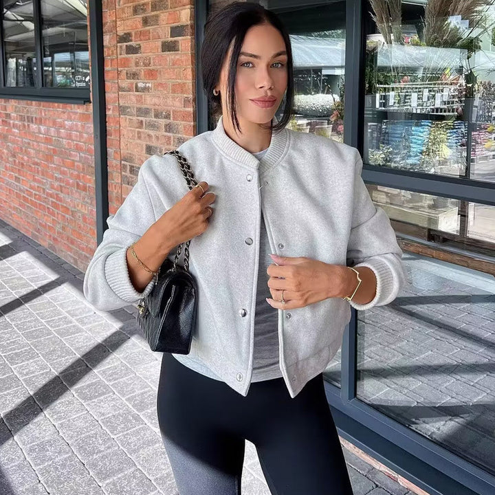 Damen modische Sweatjacke mit Knopfverschluss und praktischen Taschen Drune