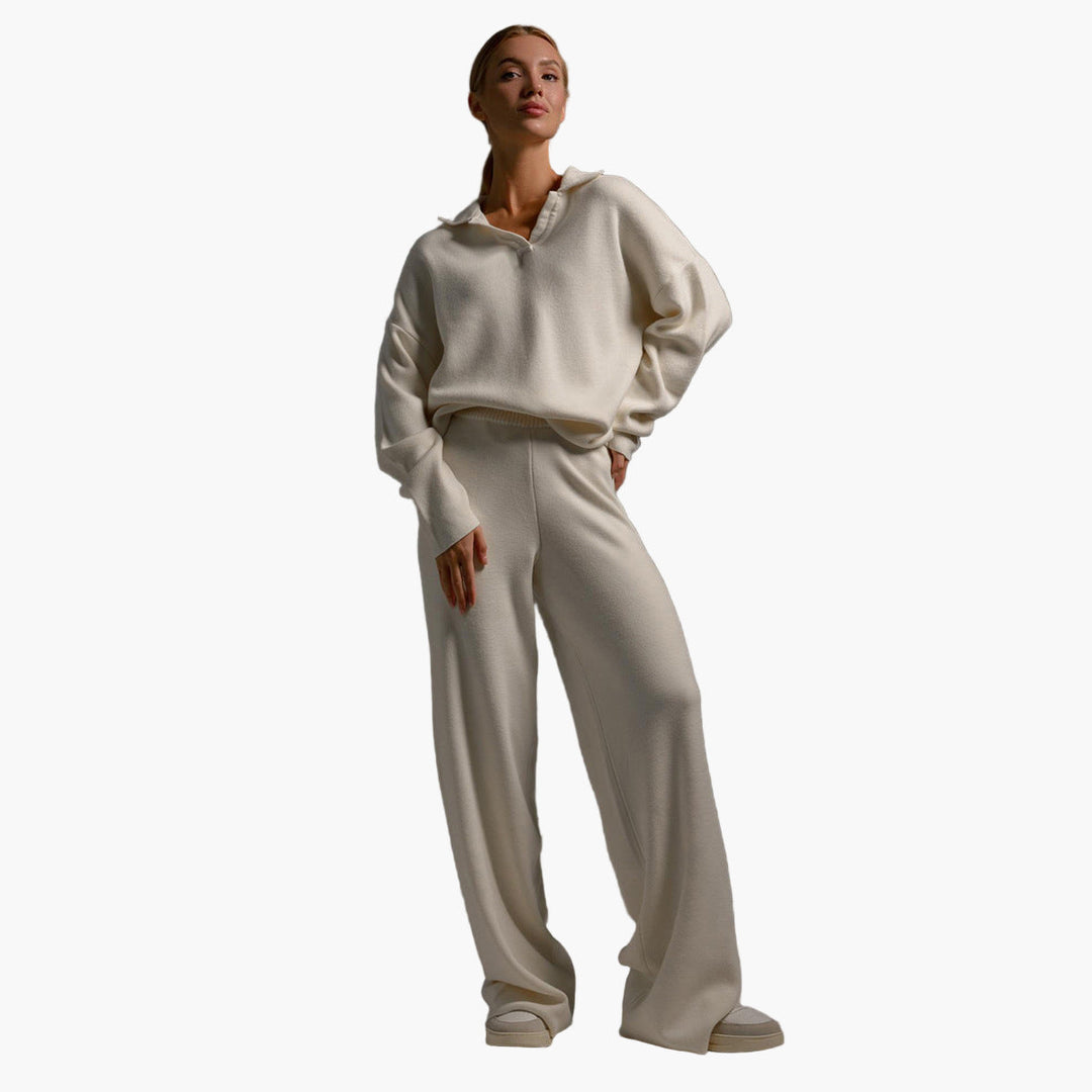 Drune | Loungewear Set - Oversized Pullover mit Kragen und Weite Hose - Perfekt für Zuhause & Freizeit