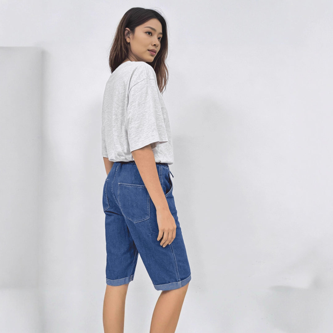 Damen Jeans-Shorts mit elastischem Bund und praktischen Taschen Drune