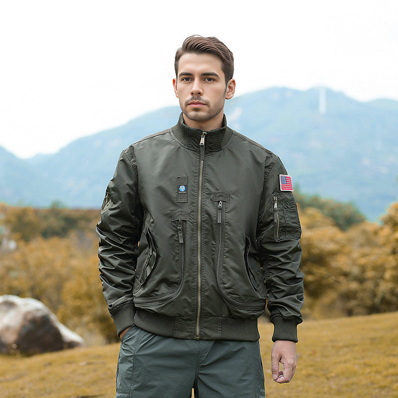 Herren nan robuste Bomberjacke mit winddichtem Nylon, utility-Taschen und elastischen Bündchen Drune