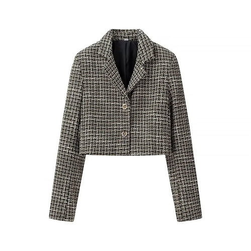 Damen Kurz geschnittene Blazerjacke im eleganten Tweed-Design Drune