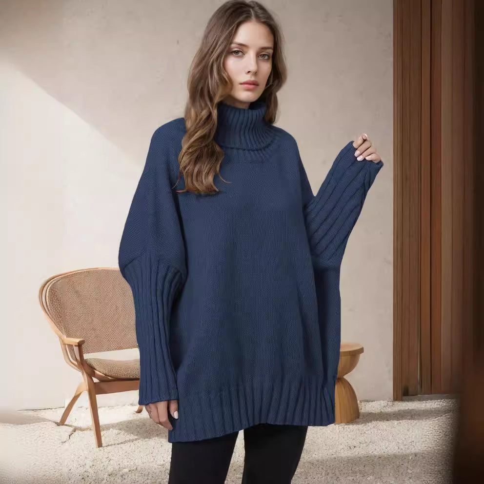 Damen Oversize Rollkragenpullover mit strukturiertem Strick Drune