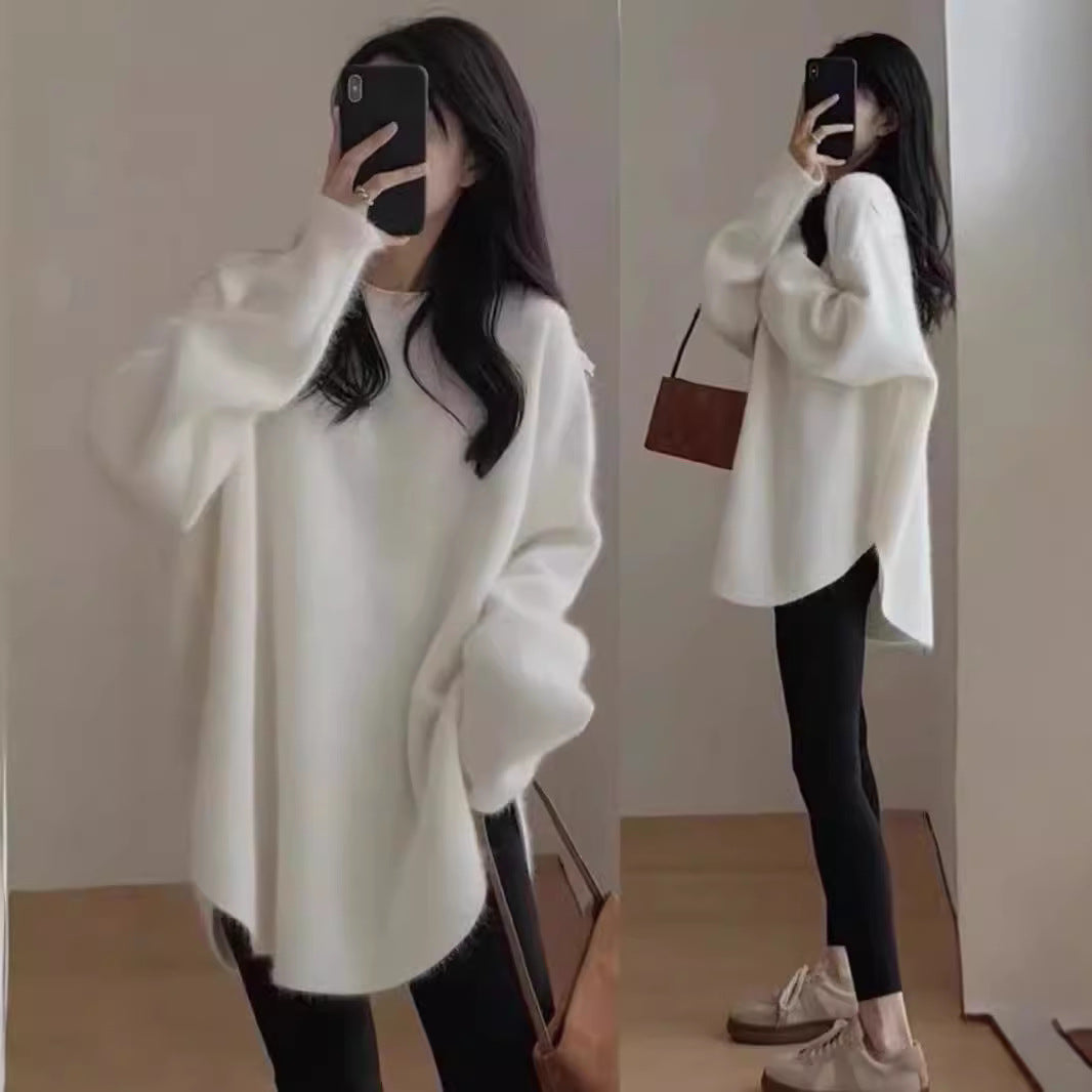 Damen Oversized Kuschelpullover mit strukturierter Oberfläche und lässigem Schnitt Drune