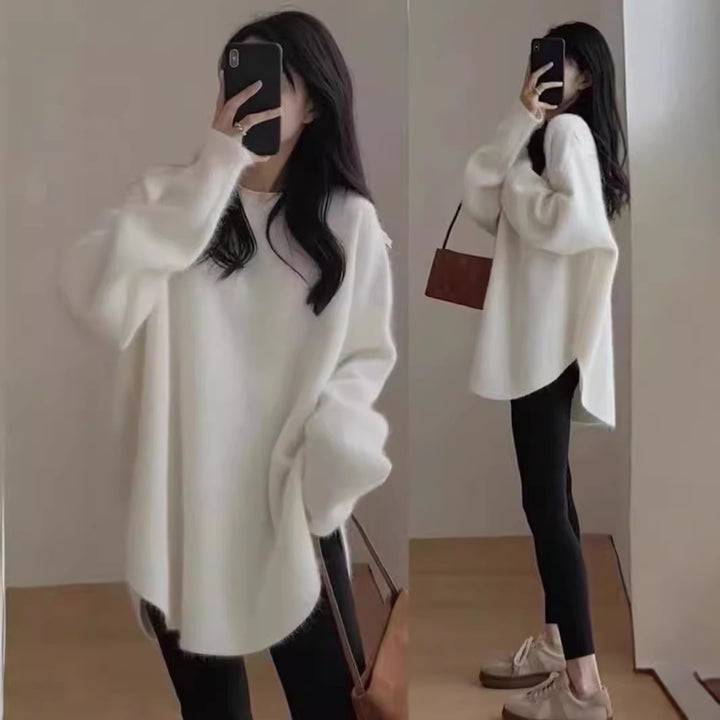 Damen Oversized Kuschelpullover mit strukturierter Oberfläche und lässigem Schnitt Drune