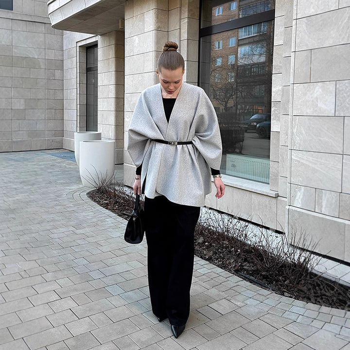 Damen modische Capeshirt mit asymmetrischem Design Drune