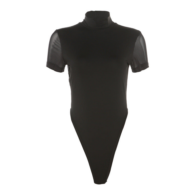 Damen Figurbetontes Bodysuit mit Hochkragen Drune