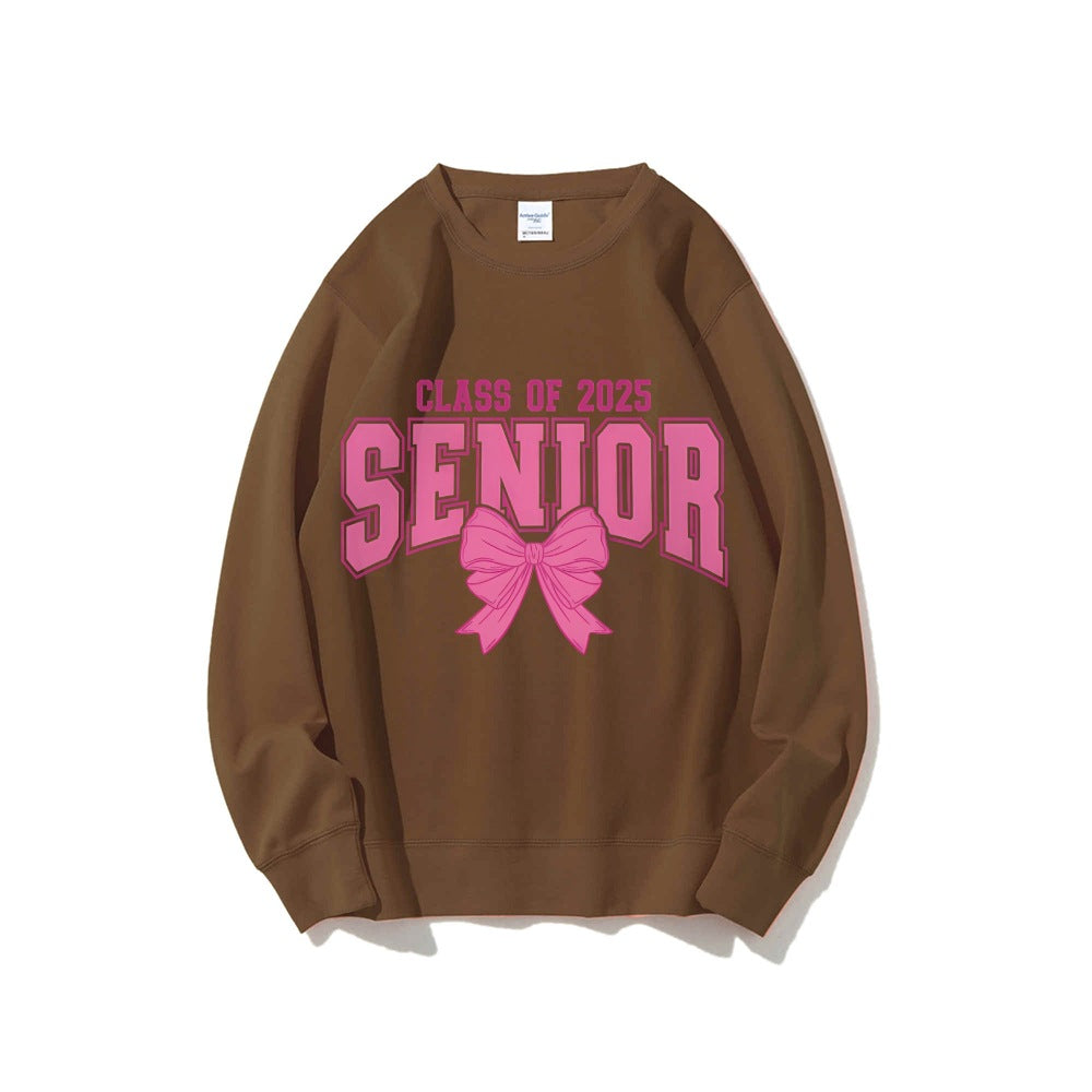 Damen Sweatshirt mit Abschlussjahr und dekorativem Schleifendesign Drune