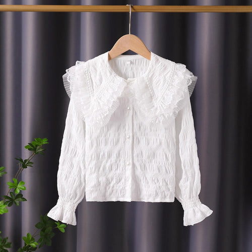 Damen Bluse mit voluminösem Rüschenkragen Drune