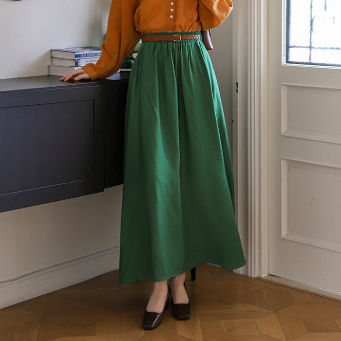 Damen nan fließender Maxirock mit elastischem Bund und geflochtenem Gürtel in Lederoptik Drune