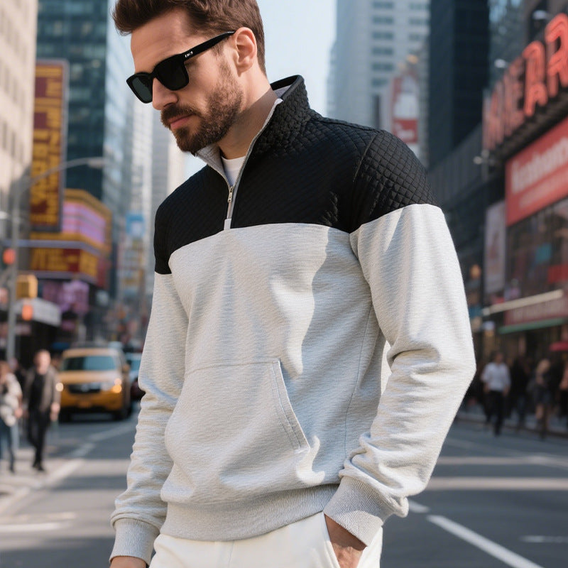 Herren modischer Sweatshirt mit hohem Kragen und zwei Taschen Drune