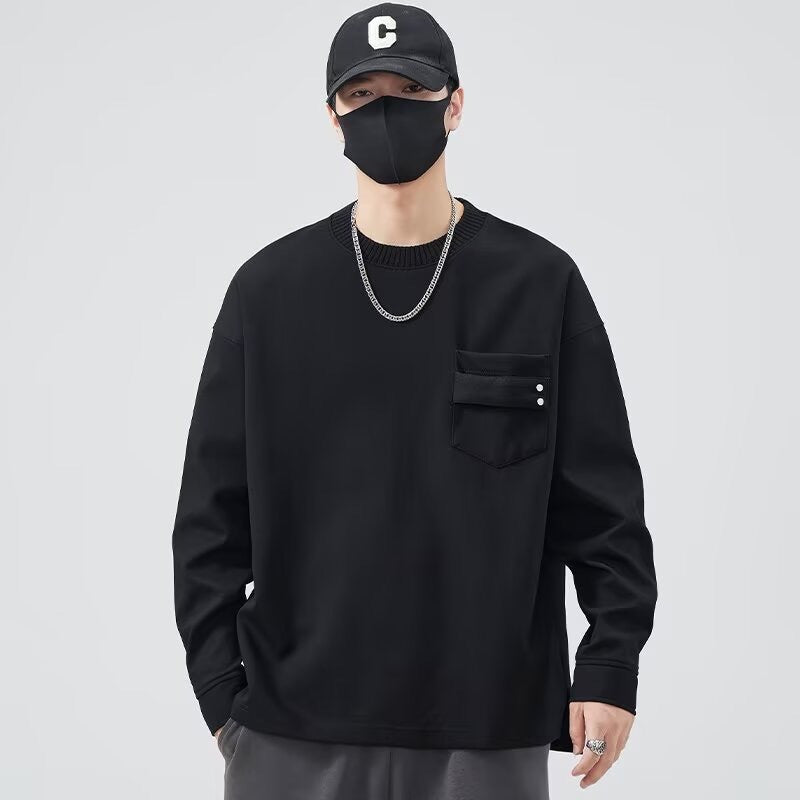 Herren lässiges Langarmshirt mit praktischer Brusttasche Drune