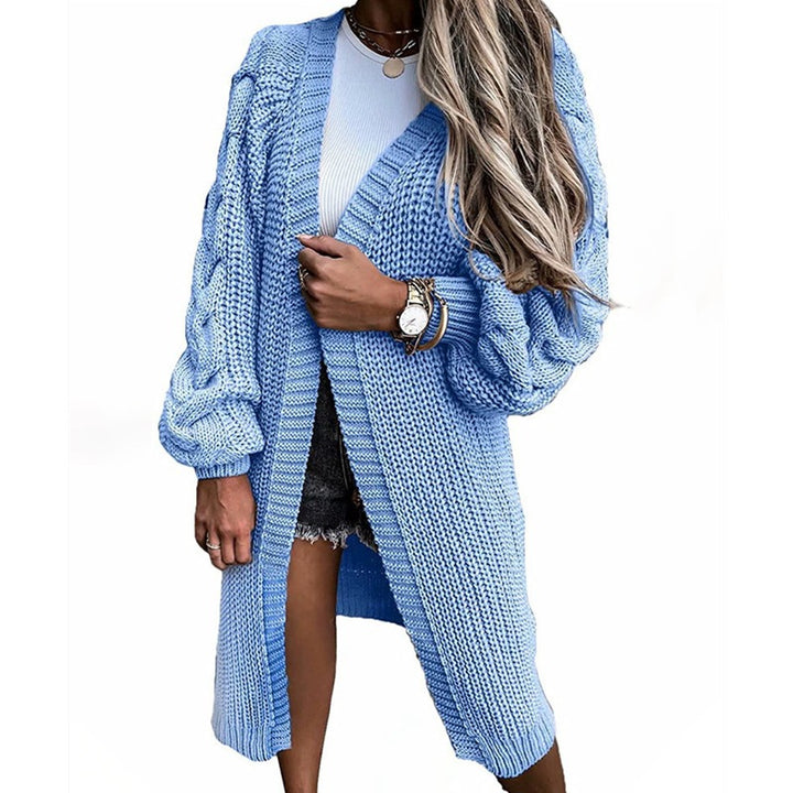 Damen Grobstrick-Longcardigan mit puffärmel und lässiger Passform Drune