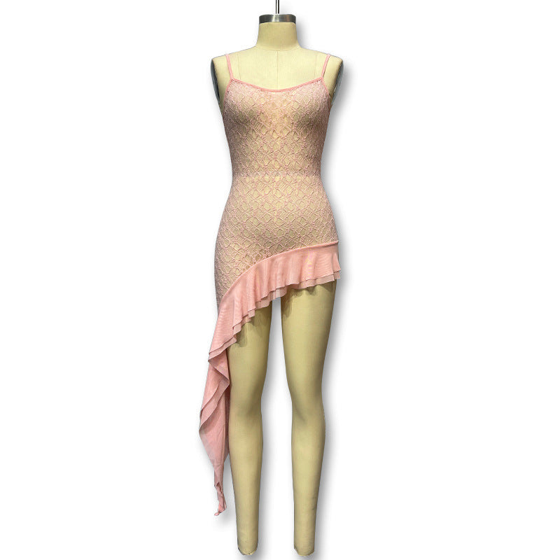 Damen Verspieltes Strandkleid mit transparentem Netzdesign und asymmetrischem Saum Drune