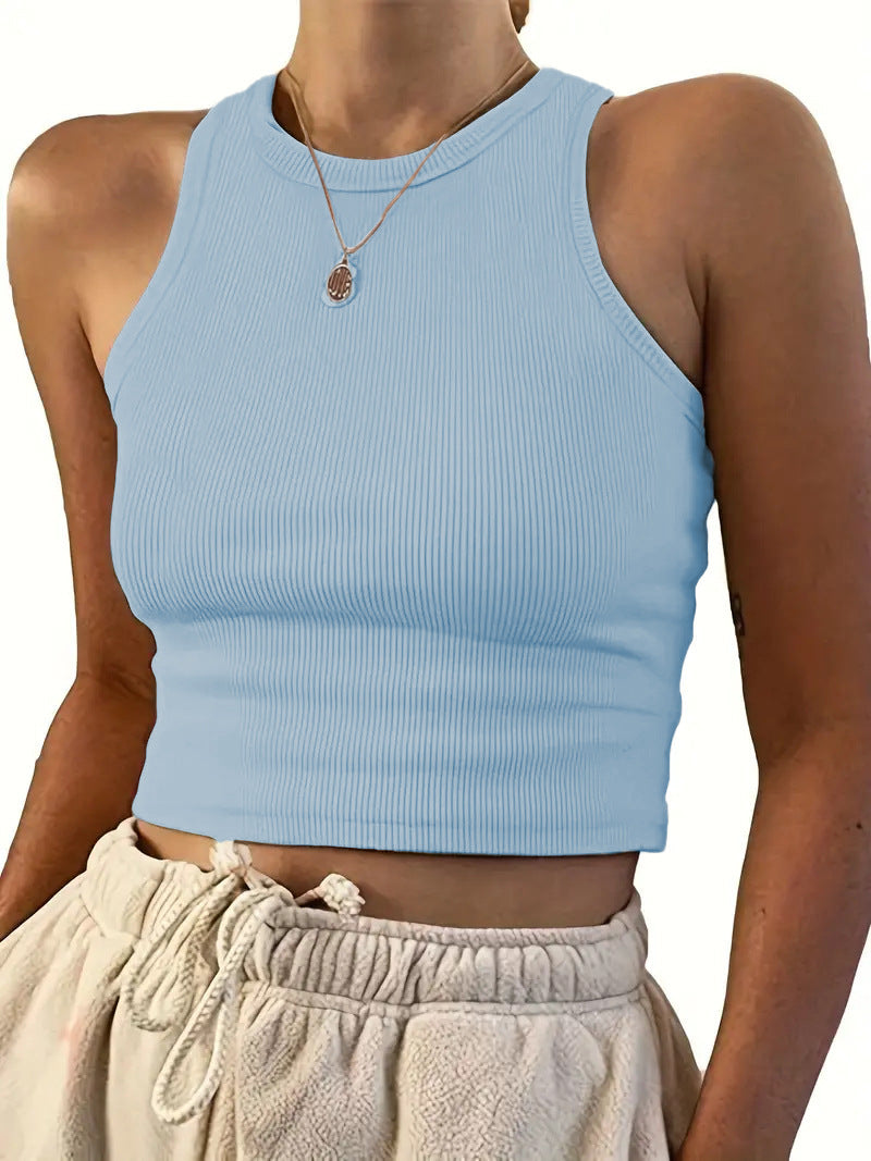 Damen eng anliegendes Crop-Top mit strukturiertem Rippdesign Drune