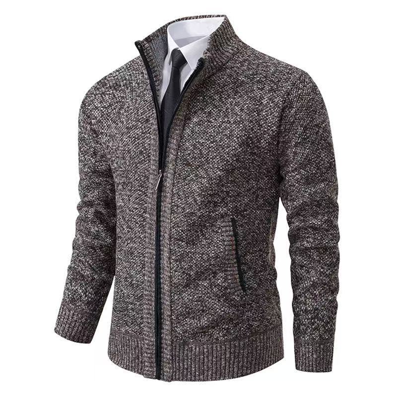 Herren nan Strickjacke mit Stehkragen und verdecktem Reißverschluss Drune