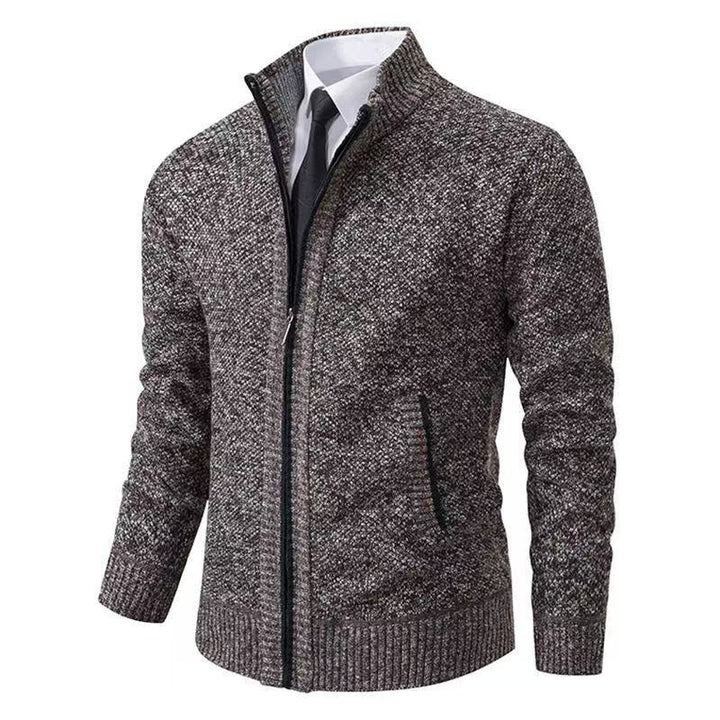 Herren nan Strickjacke mit Stehkragen und verdecktem Reißverschluss Drune