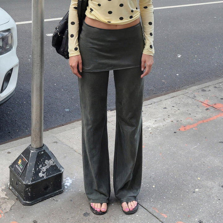 Damen weite Flared-Pants aus luxuriösem Veloursstoff Drune