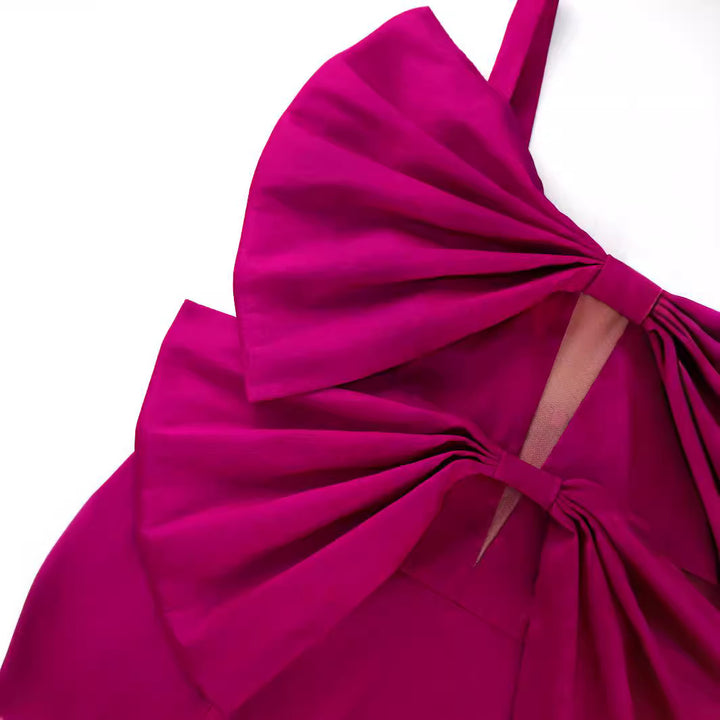 Damen figurbetontes Kleid mit voluminösen Schleifen Drune