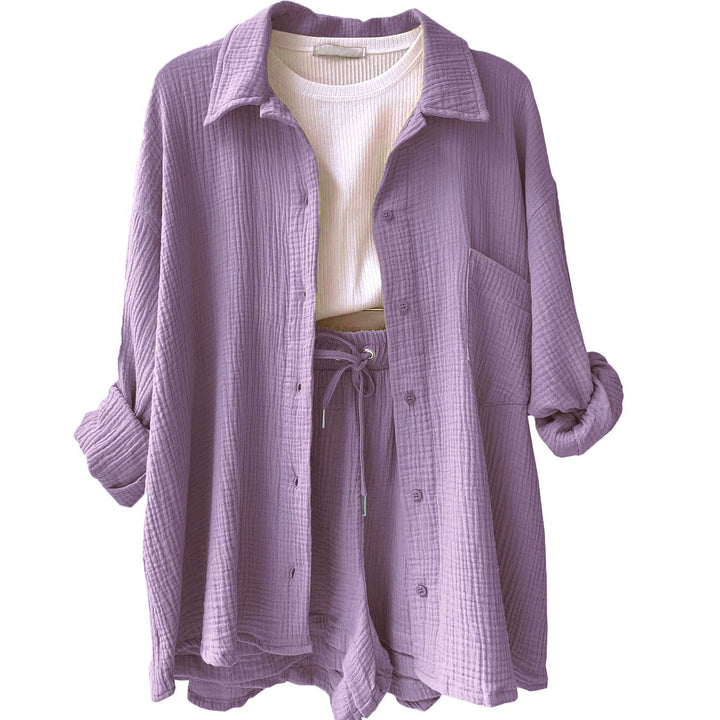 Damen luftige Baumwollbluse mit lockerer Passform Drune