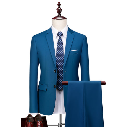 Herren nan Slim-Fit Einreiher-Anzugset mit Ein-Knopf-Sakko, schmaler Anzughose mit Bügelfalte und elastischem Stretchgewebe Drune