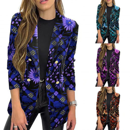 Damen Modischer Blazer mit floralem Muster und oversized Schnitt Drune