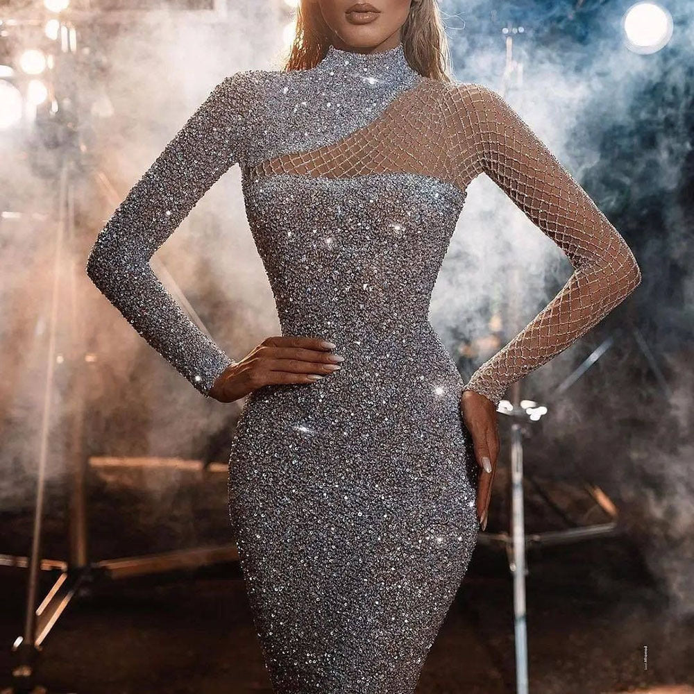 Damen Glamouröses Abendkleid mit glitzerndem Effekt und schmalem Schnitt Drune