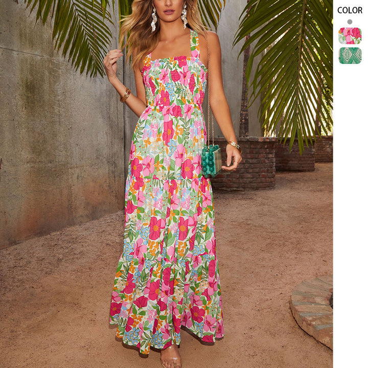 Damen Maxikleid mit fröhlichem Blumendesign und luftiger Passform Drune