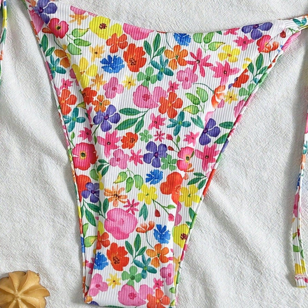 Damen Triangel-Bikini mit buntem Blumendesign Drune