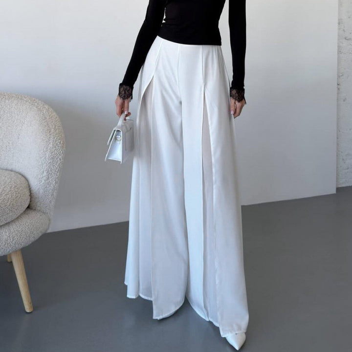 Damen Elegante lange Hose mit seitlichen Schlitzen und fließendem Schnitt Drune