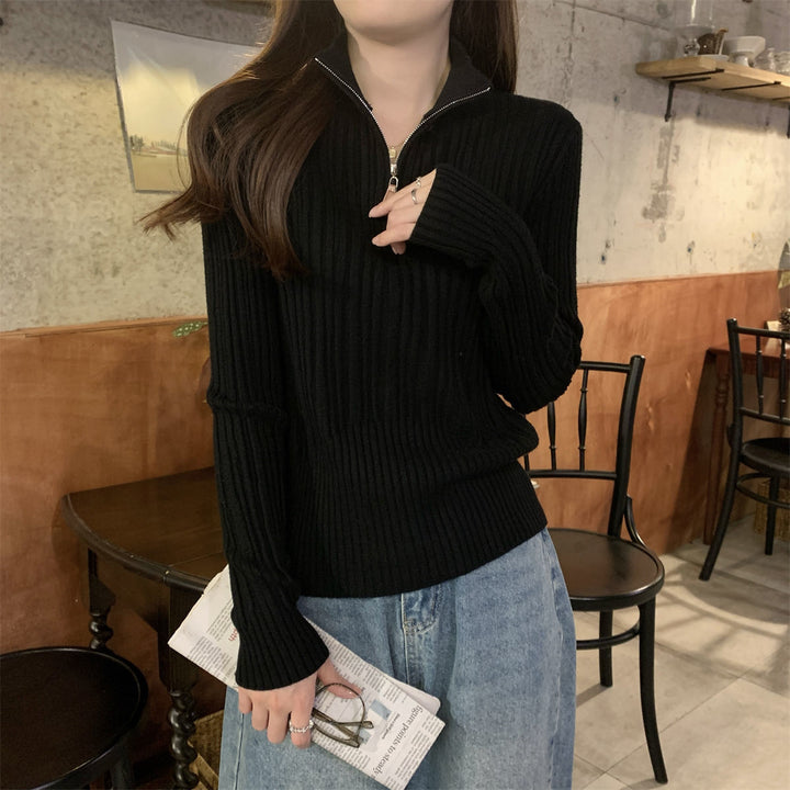 Damen elegant geschnittenes Sweatshirt mit Stehkragen Drune