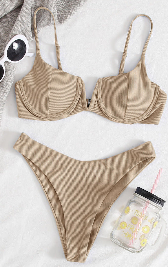 Damen Push-Up Bikini-Set mit elegantem Rippendesign Drune