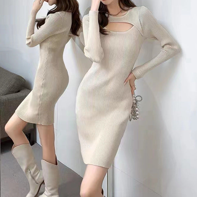 Damen Strickkleid mit cut-out Design und figurbetonter Silhouette Drune
