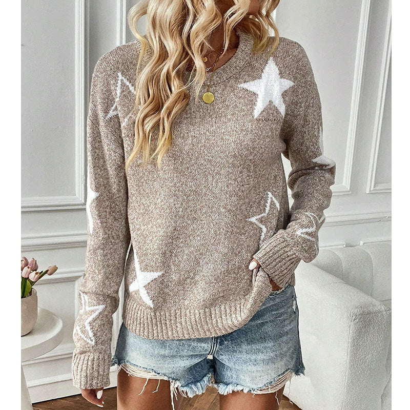 Damen Strickpullover mit auffälligem Sternenmuster Drune